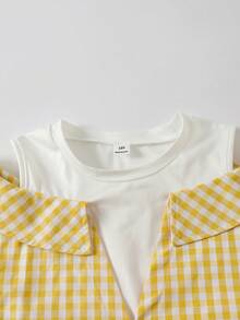 55%Cotton,Tween Girl Crew Neck 2 In 1 Patchwork Casual Versatile Daily Wear Shirt,Random 1pc Sent - Multicolor - View 6