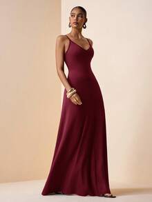 Zivah 2026 Spring/Summer Music Festival Easter St. Patrick's Day Valentine's Day Western Minimalist Bohemian Casual Vacation Burgundy Dress - Burgundy - View 8