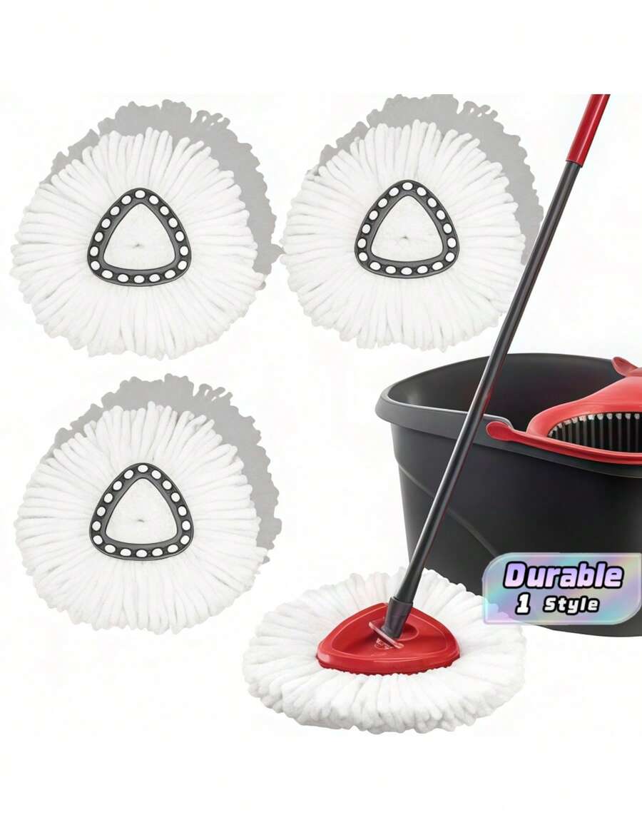 3/1pc Microfiber Deep Cleaning Mop Heads Set Spinning Mop - Super Absorbent, Washable Refills For Bathroom, Kitchen, Living Room, Bedroom & Hard Floor - multicolor - View 1