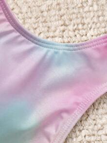 SHEIN Tween Girl Striped Floral Print Tankini Swimsuit Set - Multicolor - View 3