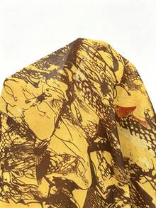 SHEIN 波西米亞鄉村風度假休閒夏季花卉荷葉邊飾襯衫 - 黃色 - 查看 5