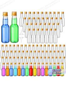 50 piezas Botella de vino pequeña - 25 ml/50 ml/100 ml/150 ml Botella de plástico, Botella de helado de plástico, Botella pequeña para celebraciones y fiestas, Botella de mini jugo para bodas y fiestas, Accesorios portátiles para el Día Nacional - Dorado - Ver 3