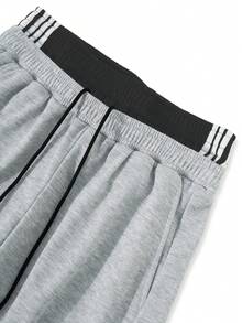 Manfinity Roghcode Men's Drawstring Waist Colorblock Casual Versatile Daily Wear Sweatpants - Grey - View 4