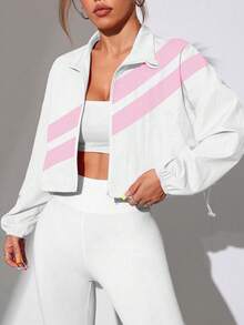 StreetHx Chaqueta deportiva con cremallera completa y dobladillo con cordón, adecuada para primavera y otoño - Multicolor - Ver 5