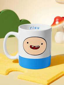 ADVENTURE TIME X SHEIN 1 buah Mug Keramik Bergambar Kartun 10,14oz/300ml, Cocok untuk Air, Susu, Jus, Kopi, Teh, BMO, JAKE, FINN, LUMPY SPACE, ADVENTURE TIME - Putih - View 4