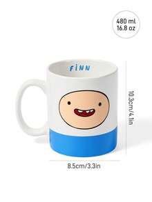 ADVENTURE TIME X SHEIN 1 buah Mug Keramik Bergambar Kartun 10,14oz/300ml, Cocok untuk Air, Susu, Jus, Kopi, Teh, BMO, JAKE, FINN, LUMPY SPACE, ADVENTURE TIME - Putih - View 7