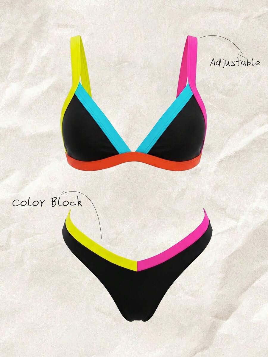 Swim Lushoire Summer Beach Binding Trim Triangle Bikini