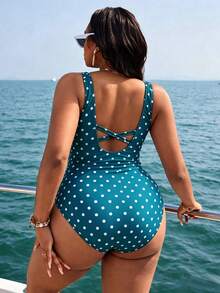 Slaydiva Fato de banho de uma peça tamanho grande, estampa multicolorida aleatória, estilo boémio simples, roupa de praia de verão para mulher - Multicolorido - Ver 2