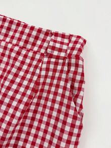 GlowEve Women's Autumn Casual 70s Plaid Skirt Back-To-School School Red And White - Red - View 4