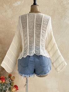 Soleia Women's Plus Size Yellow Pullover Knit Sweater Fall - White - View 3