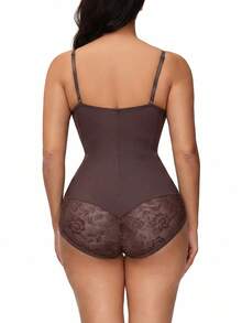 SHEIN 1pc Women's Shaping Jumpsuit (With Underwire) - Coffee Brown - View 4