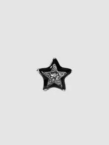 MortiRose 6pcs Minimalist Metal Black Drip Oil Star Hoop Earrings & Stud Earrings Set, Multi-Piece Earring Set For Party - Black Star - View 6