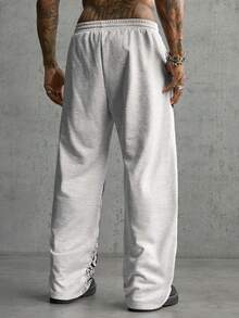 AXEPEAK Pantalones de chándal casuales para hombre con estampado de cebra & leopardo y cintura con cordón - Gris - Ver 7