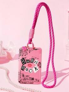 Mean Girls | SHEIN 1個卡通角色圖案吊繩卡套，適用於公車卡、身分證、工作識別證等，適合學校、通勤、學生、女性，特別是粉絲，Burn Book - 長方形 - 查看 3