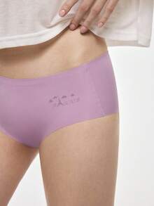 Bralution 5pcs/Pack Letter Embroidery Solid Color Seamless Panties - Multicolor - View 12