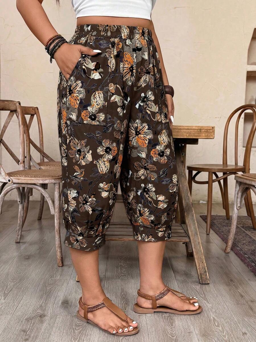 Weeklong Pantalones cortos de lino sintético casual talla grande - Marrón - Ver 1