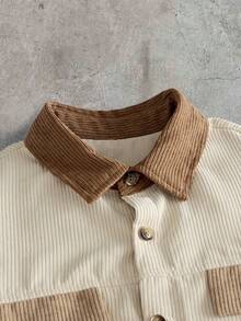 AXEPEAK Men's Colorblock Short Sleeve Single-Breasted Casual Shirt - Khaki - View 6