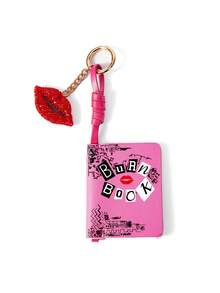 Mean Girls | SHEIN 1 Piece Pu Leather Mini Pattern Printed Leather Notebook Keychain, Bag Pendant, With Lip Decoration, Can Be Written With Oil-Based Pen, Burn Book - Pink - View 8