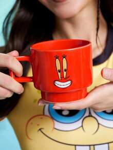 SpongeBob SquarePants | SHEIN 1Pc 12.68oz/375ml Stackable Cartoon Pattern Printed Mug, Cold And Heat Resistant, Can Be Used In Microwave Ovens And Dishwashers, Suitable For Water, Milk, Juice, Coffee - orange red - View 6