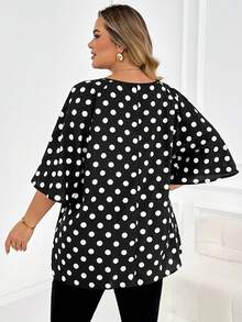SHEIN CURVE+ 大尺碼情人節波點印花襯衫 - 彩色 - 查看 2