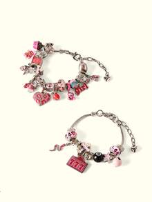 Popjeli DIY Summer Bb Pink Bracelet, Bear/Flower/Cross/Fashion - Pink - View 2