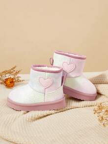 Cozy Pixies 女童粉色漸層亮片愛心冬季雪地靴 | 時尚甜美保暖毛絨內裡 | 舒適易穿休閒款 | 校園日常穿著 - 粉色 - 查看 5