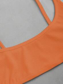 EgrlEra Women's Solid Color Backless Cropped Sexy Camisole - Orange - View 6