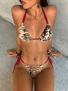 Aloruh 女款夏季新款比基尼套裝 紮染印花圖案 性感派對音樂節裝飾泳裝沙灘裝度假穿搭 - 彩色 - 查看 2