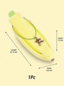 Zazumi 1pc/2pcs Flannel Storage Bag, Banana Plush Pencil Case, Cute Portable Niche Cartoon Multi-Functional Student Stationery Bag - multicolor - View 6