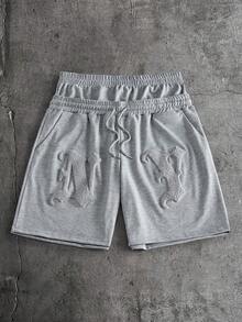 AXEPEAK Herren Sommer Lässig Buchstaben Besticktes Tanktop und Shorts Set - Grau - Übersicht 3
