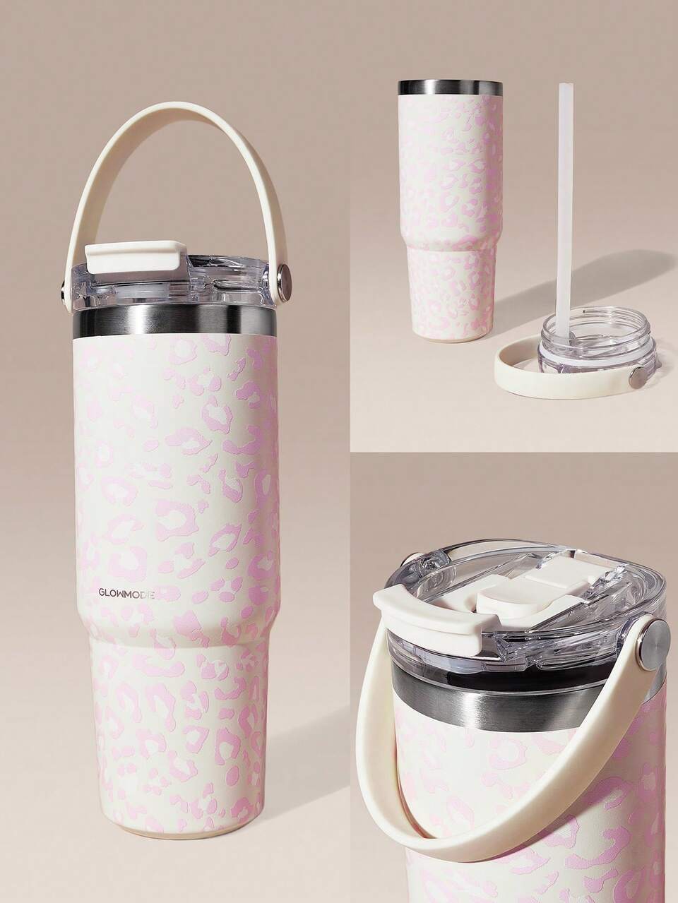 30 OZ Easy Sipper Stainless Steel Double-Insulated Scratch-Resistant Flip Straw Portable Handle Beverage Tumbler Gym Studio Travel Hiking Office Outdoors Active Daily Casual