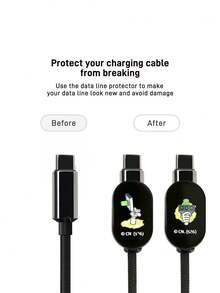 Rick and Morty X SHEIN 3 Pcs Data Line Protectors, Suitable For IPhone Chargers, Charger Protectors (Excluding Data Lines) - Black - View 4