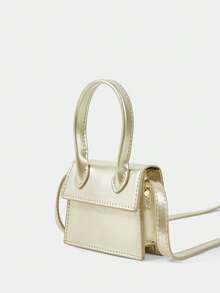 SHECARRY Women's Fashion Gold Mini Handbag, Exquisite, Small And Lightweight Messenger Earphone Bag, Cute Matching For Summer Travel, Party, Travel, Vacation, Bright Matching - Gold - View 3