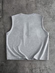 AXEPEAK Herren Sommer Lässig Buchstaben Besticktes Tanktop und Shorts Set - Grau - Übersicht 8