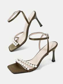 CUCCOO HITCHD Women's Pearl Slim Sandals, Elegant Casual And Comfortable Style, Worn In Work And Formal Occasions, Sandals Are Suitable For Dates And Parties - Green. - View 6