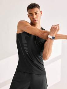 Driftmere Breathable Moisture-Wicking Compression Gym T-Shirt Tank Top For Boyfriend Style Men Summer Sports Workout Running - Black and White - View 6