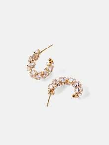 MOTF PREMIUM 18K GOLD-PLATED FASHION FLASH C-SHAPED STUD EARRINGS NICHE HIGH-END VERSATILE EARRINGS - Yellow Gold - View 2