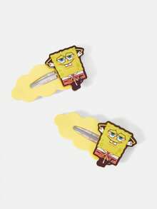 SpongeBob SquarePants | SHEIN 4入組海綿寶寶可愛波浪邊卡通雲朵髮夾 - 彩色 - 查看 4