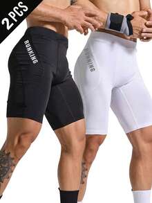 Gym Rark Men's Letter Print Athletic Compression Shorts, Gym - Multicolor - View 1