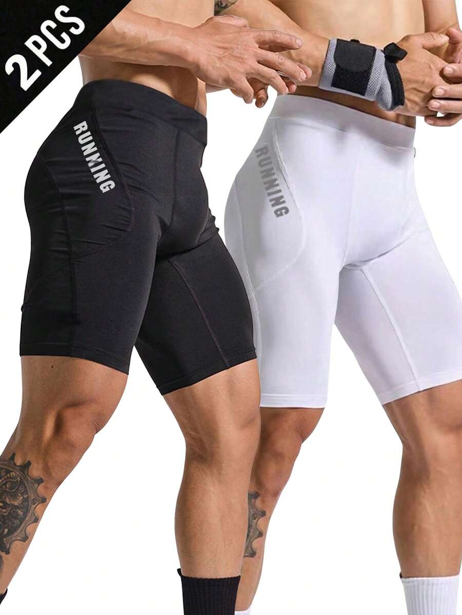 Gym Rark Men's Letter Print Athletic Compression Shorts, Gym - Multicolor - View 1