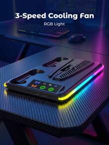 Teckwe 多功能控制器充電站，附冷卻風扇與 RGB 燈光，雙控制器充電底座，附耳機支架，USB 集線器遊戲配件收納架，適用遊戲主機控制器 - 查看 3