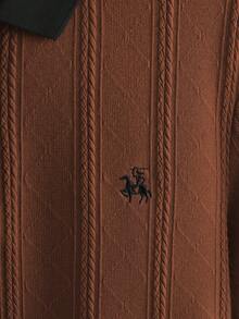 Core Aspect 男士翻領短袖 Polo 衫，針織鉤編面料，刺繡 Polo 衫，休閒 Polo 衫，鈕扣 Polo 衫，適合日常外出、朋友聚會、休閒週末時光，送給男朋友或丈夫的絕佳禮物，INS 熱銷 Polo 衫 - 棕色 - 查看 3
