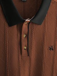 Core Aspect 男士翻領短袖 Polo 衫，針織鉤編面料，刺繡 Polo 衫，休閒 Polo 衫，鈕扣 Polo 衫，適合日常外出、朋友聚會、休閒週末時光，送給男朋友或丈夫的絕佳禮物，INS 熱銷 Polo 衫 - 棕色 - 查看 6