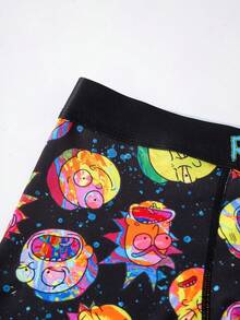 Rick and Morty X SHEIN Rick Pink Euphoria! Graffiti Men's Underwear, Extended Anti-Chafing, Essential For Sports Enthusiasts - Black - View 5