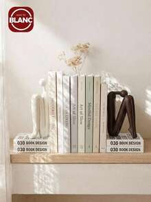 Madebyblanc 1 Piece Of Back-To-Back Matchstick Figure Sculpture Ornament, Used As A Vintage Bookshelf,  Cabinet, Bedside Table, Entrance Decoration, Back-To-Back Art Book Shelf, Book Holder, Anti Tipping White Porcelain Bookshelf - multicolor - View 1