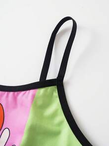 THE POWERPUFF GIRLS X SHEIN Women's Cartoon Print Camisole Style Lingerie Set - Black - View 4