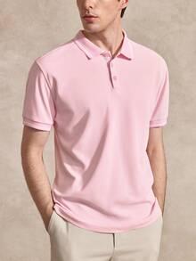 Courvante Men Solid Polo Shirt - Pink - View 5