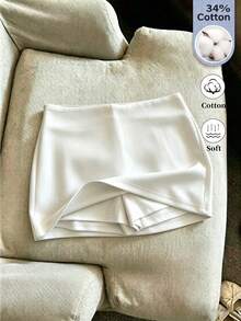 SHEIN Franclia 女款純色休閒通勤百搭裙褲 - 白色 - 查看 1