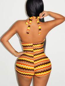 Sirith Women's Tight-Fitting Romper, Fashionable Halter Neck Style Suitable For Summer - Multicolor - View 2
