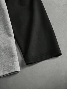 Manfinity Roghcode Men's Casual Versatile Printed Colorblock Crew Neck Short Sleeve T-Shirt - Grey - View 4